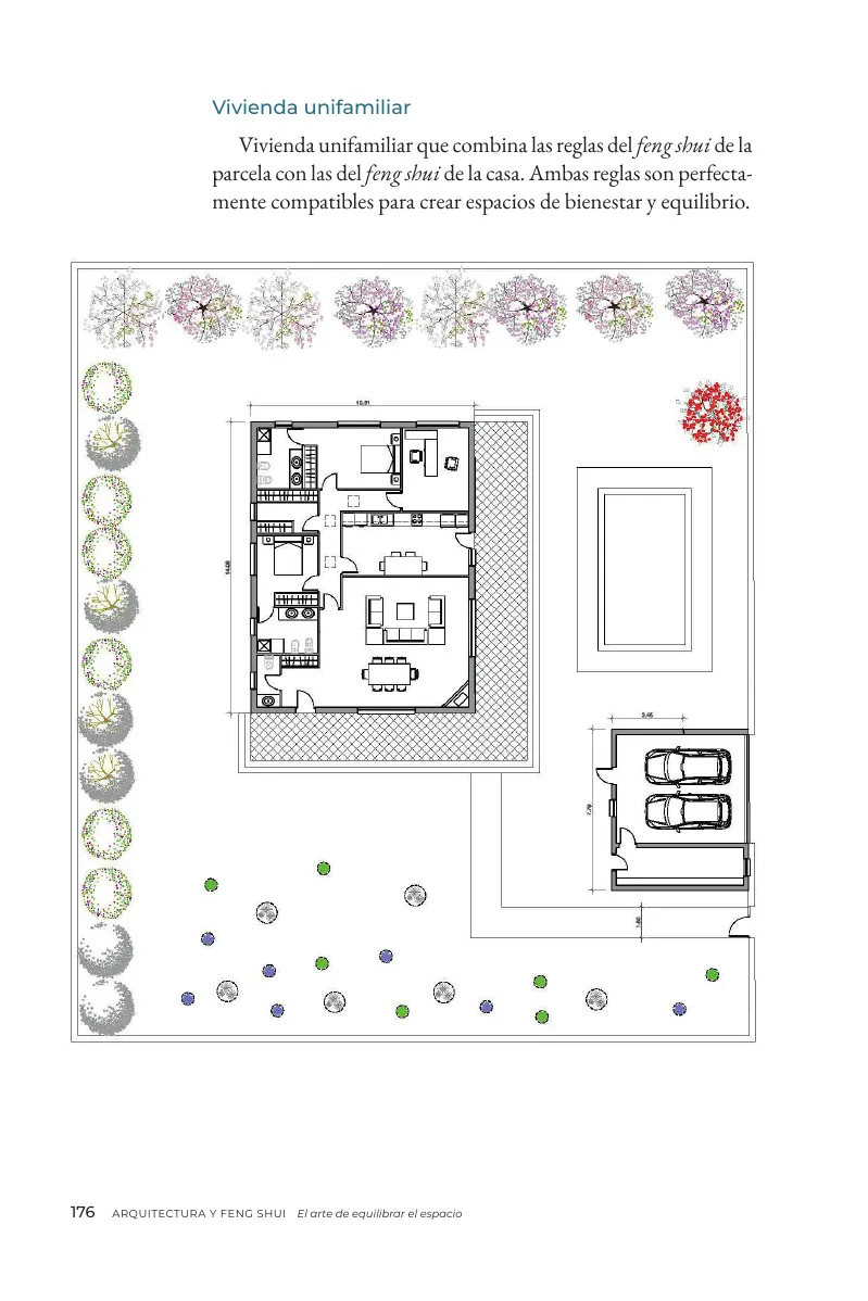 Vivienda Feng Shui con parcela, vivienda y piscina